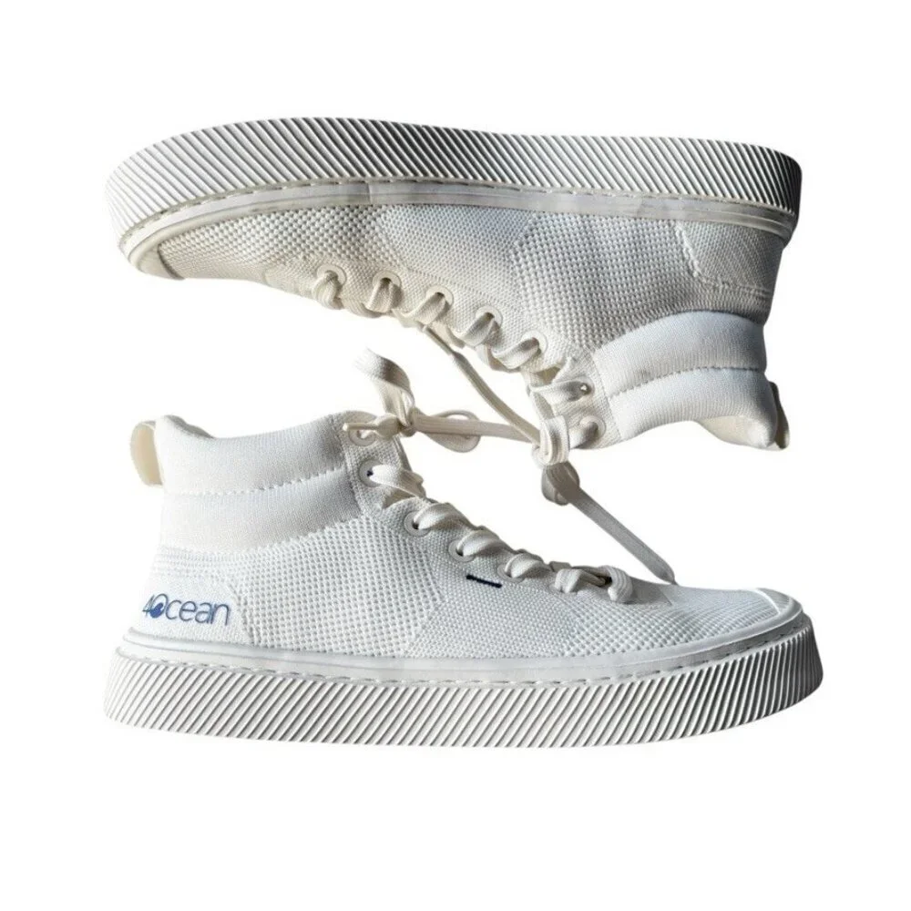 Cariuma 4Ocean Women's Sz 10 Off White Knit High-Top Sneakers Lace Up Casual